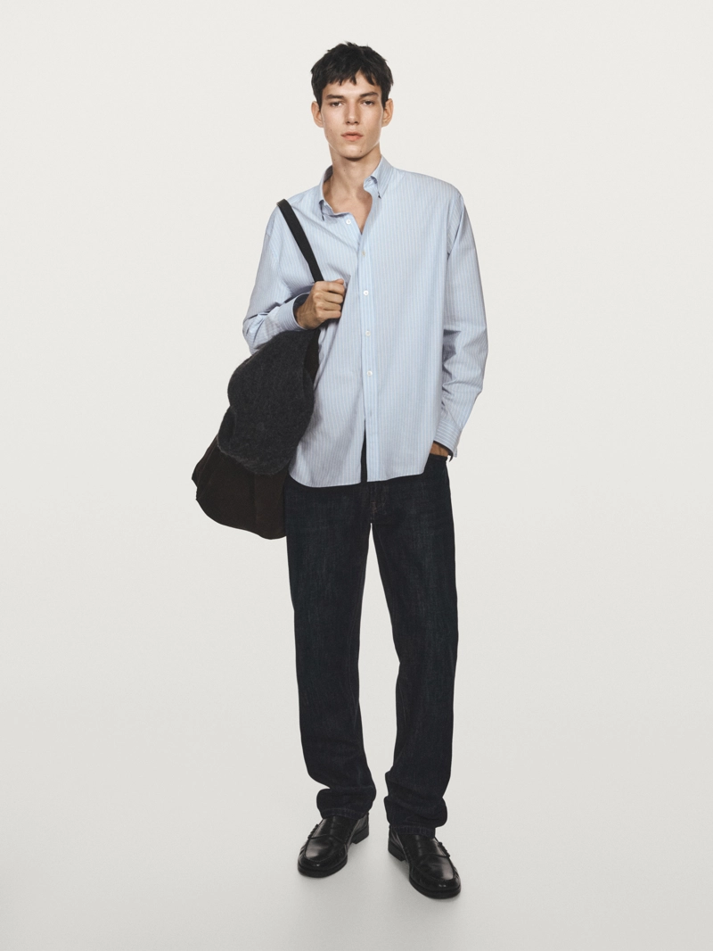 Рубашка из полосатого поплина с регулярной посадкой