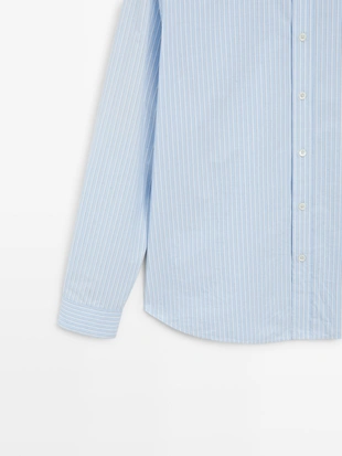 Рубашка из полосатого поплина с регулярной посадкой- Заказать в России
