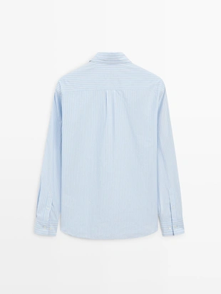 Рубашка из полосатого поплина с регулярной посадкой- Заказать в России