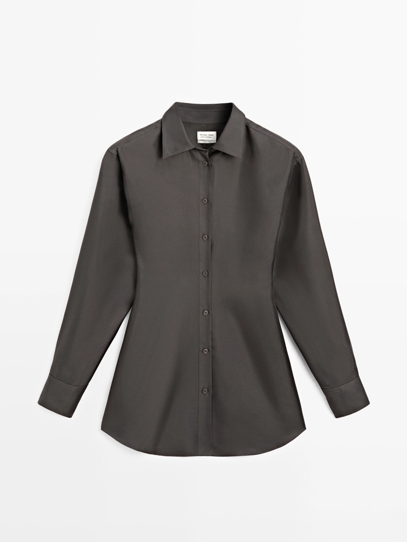 Рубашка из 100% шелка с приталенным силуэтом - limited