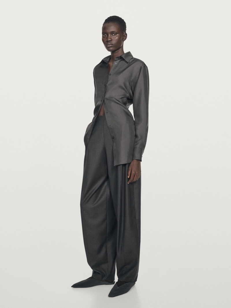 Рубашка из 100% шелка с приталенным силуэтом - limited