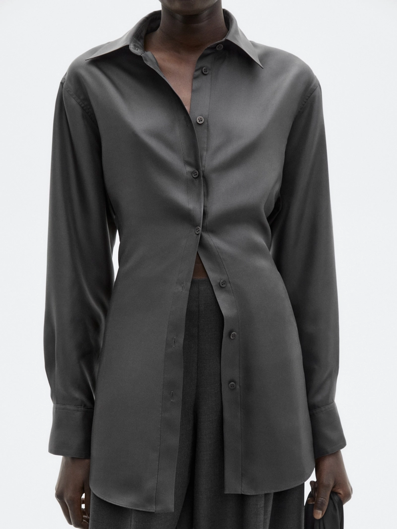 Рубашка из 100% шелка с приталенным силуэтом - limited