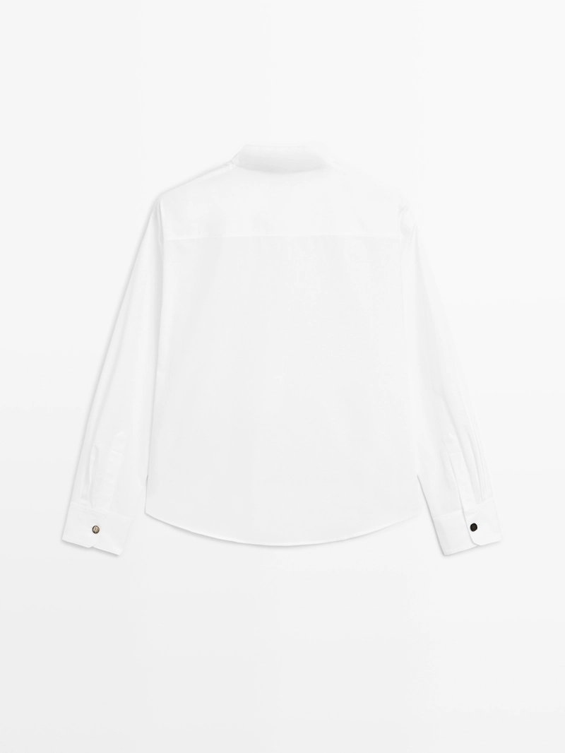 Рубашка с стойкой и пуговицами из золота