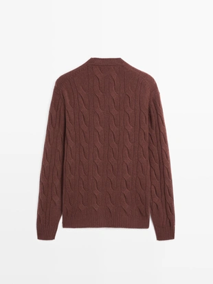 Пуловер из шерстяной смеси с косами- Заказать в России