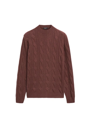 Пуловер из шерстяной смеси с косами- Заказать в России