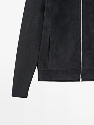 Куртка-бомбер из шерсти и замши- Заказать в России