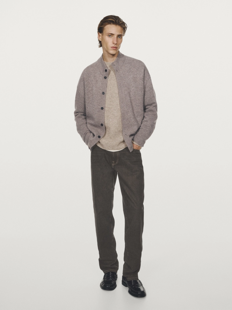 Кардиган с высоким воротником из шерсти