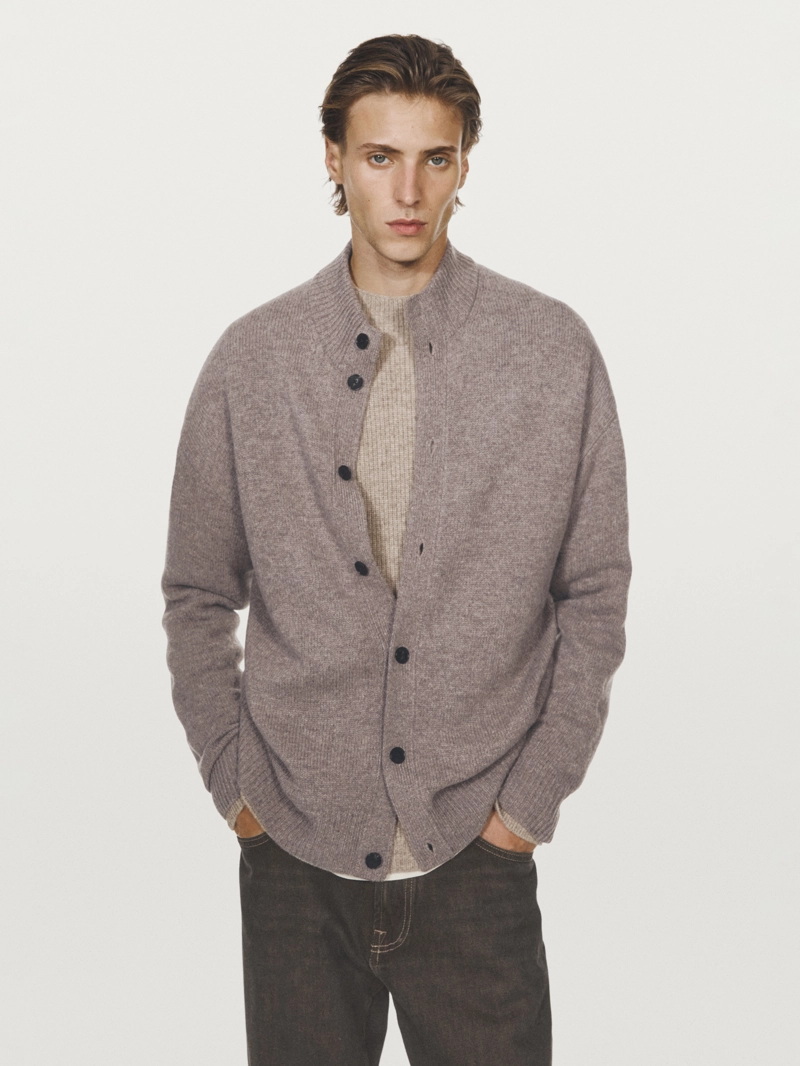 Кардиган с высоким воротником из шерсти