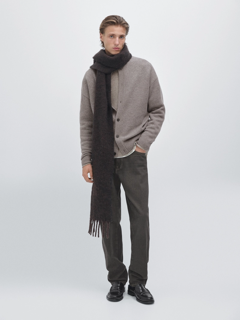 Кардиган с высоким воротником из шерсти