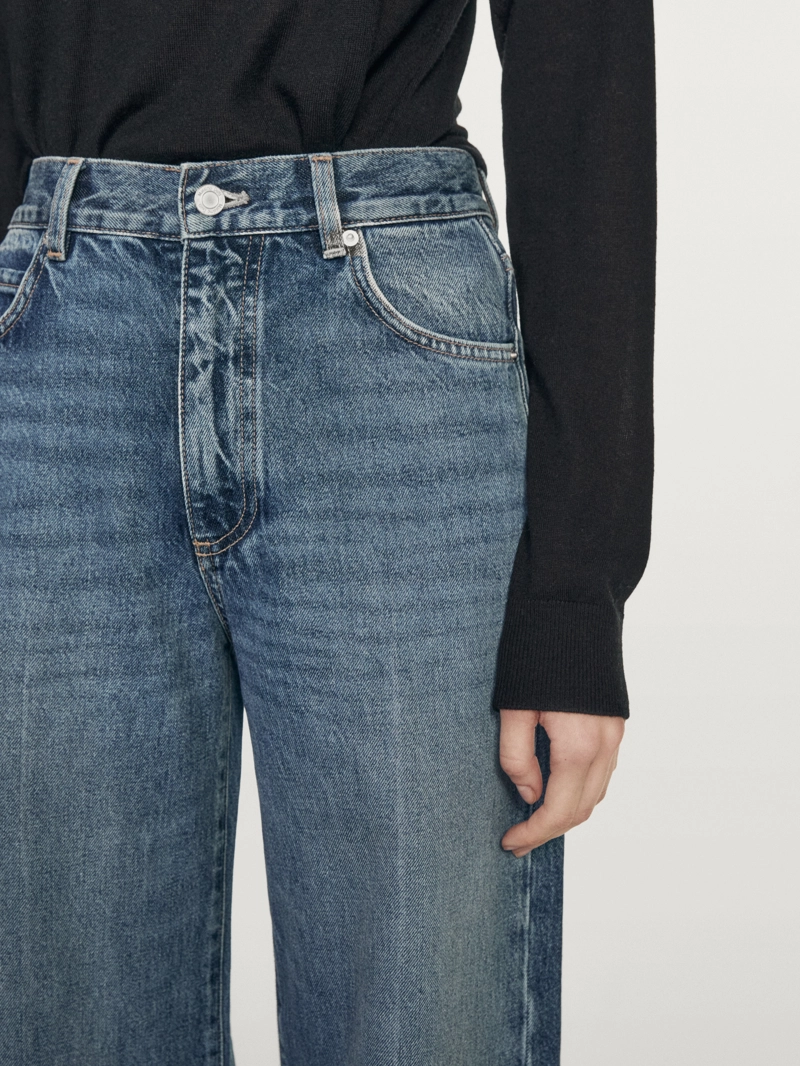 Джинсы-палаццо с высокой талией