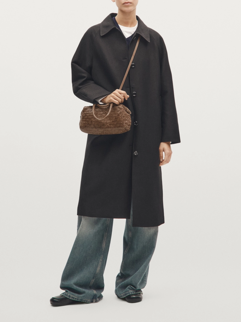 Сумочка-сатчел из плетеной кожи нубук маленькая