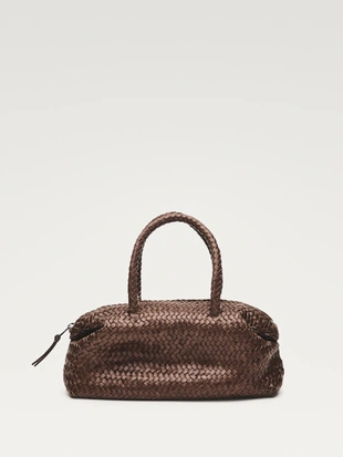 Сумочка-сатчел из плетеной кожи нубук маленькая- Заказать в России