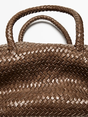 Сумочка-сатчел из плетеной кожи нубук маленькая- Заказать в России