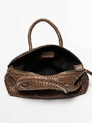 Сумочка-сатчел из плетеной кожи нубук маленькая- Заказать в России