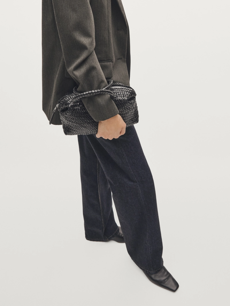 Сумка маленькая женская из плетеной кожи нубук