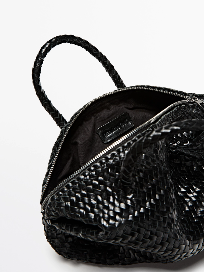 Сумка маленькая женская из плетеной кожи нубук