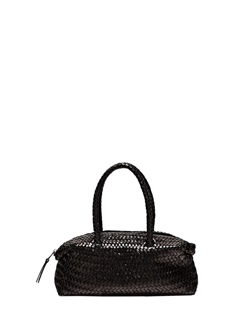 Сумка маленькая женская из плетеной кожи нубук