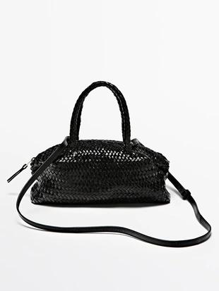 Сумка маленькая женская из плетеной кожи нубук- Заказать в России