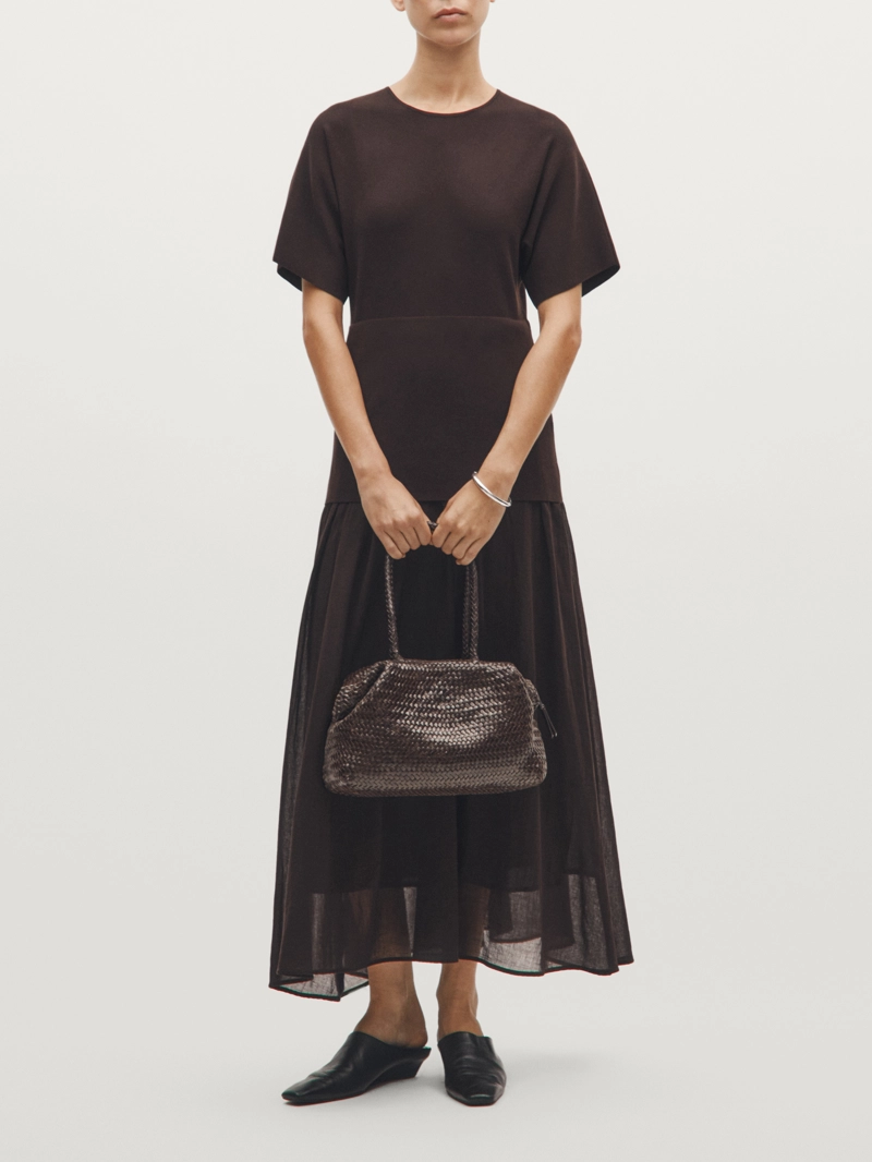 Сумка-сатчел из плетеной натуральной кожи