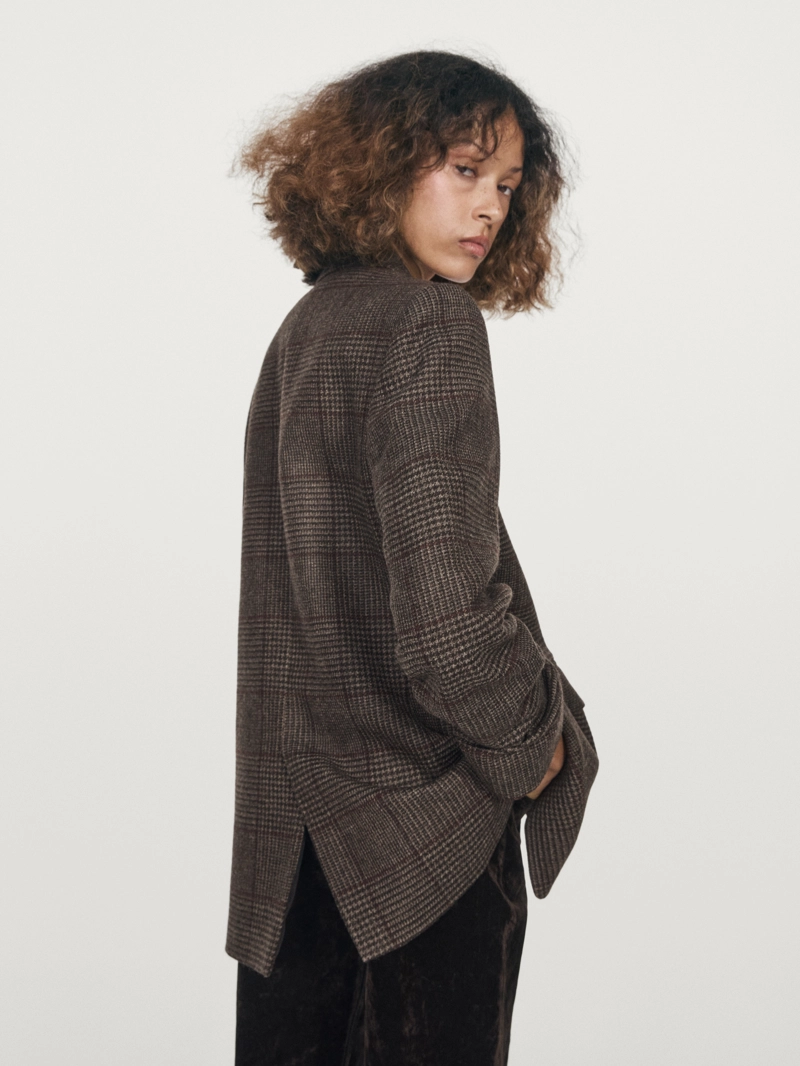 Шерстяной пиджак в клетку