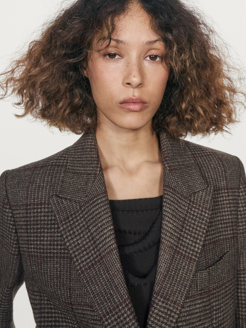 Шерстяной пиджак в клетку