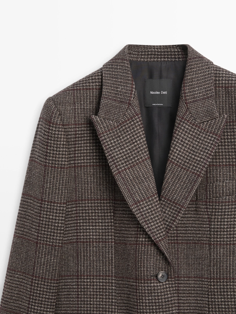 Шерстяной пиджак в клетку