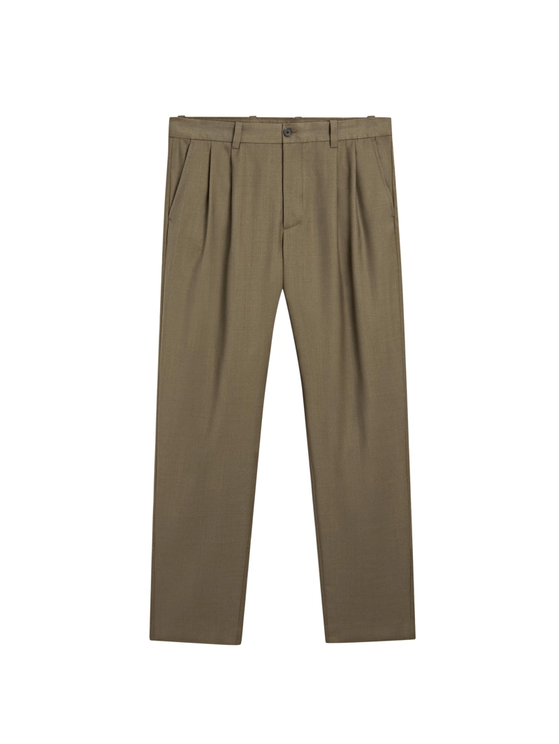 Брюки свободного кроя из шерстяной смеси с защипами