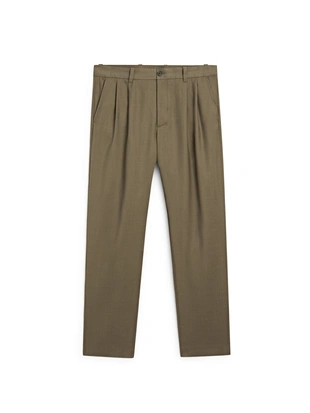 Брюки свободного кроя из шерстяной смеси с защипами- Заказать в России