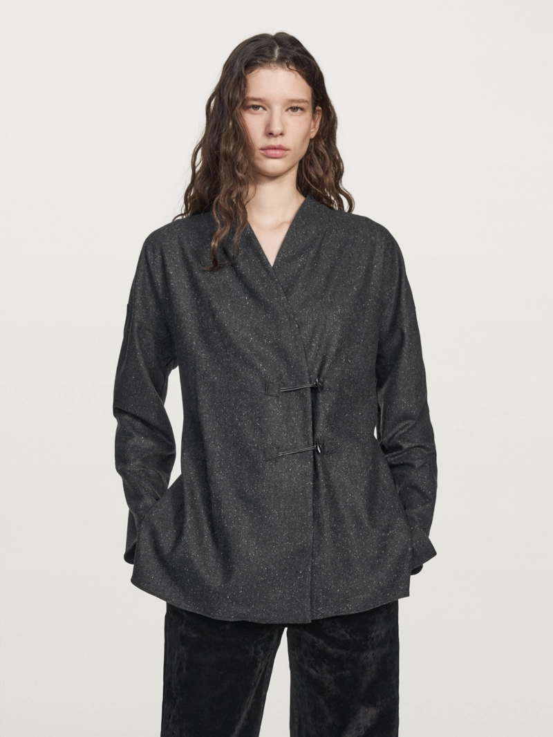 Рубашка из шерсти с эффектом пряжи knickerbocker и деталями роговых пуговиц