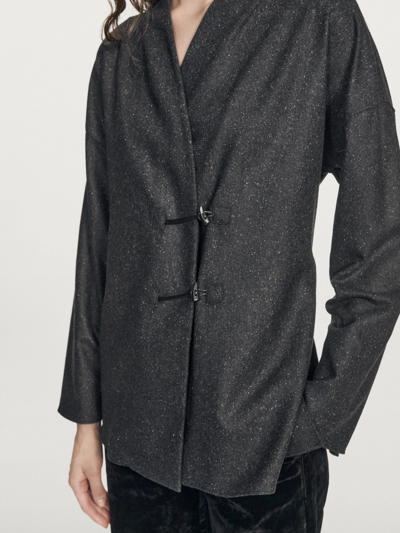 Рубашка из шерсти с эффектом пряжи knickerbocker и деталями роговых пуговиц