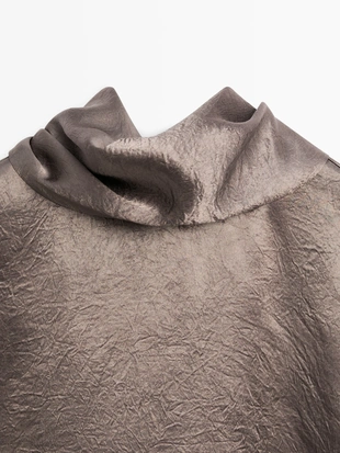 Женская блуза из струящегося атласа с деталью на завязке- Заказать в России