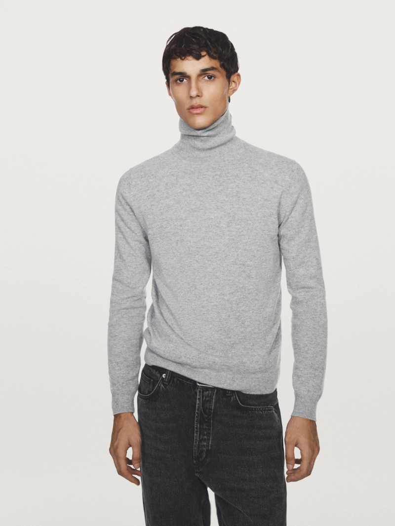 Свитер из шерстяного микса с высоким воротником