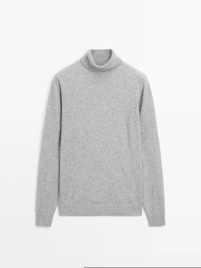 Свитер из шерстяного микса с высоким воротником