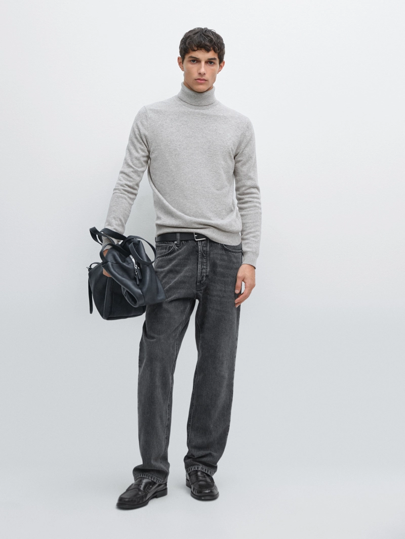 Свитер из шерстяного микса с высоким воротником