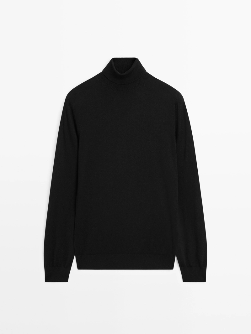 Вязаный свитер с высоким воротником из шерстяной смеси