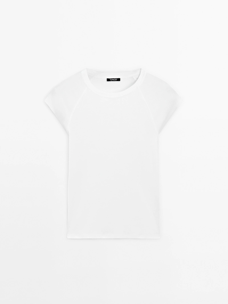 Хлопковая футболка с короткими реглановыми рукавами