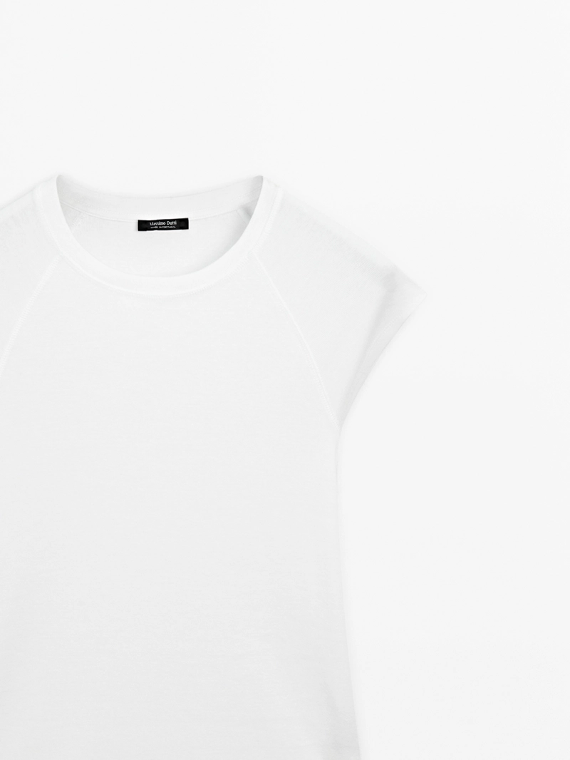 Хлопковая футболка с короткими реглановыми рукавами