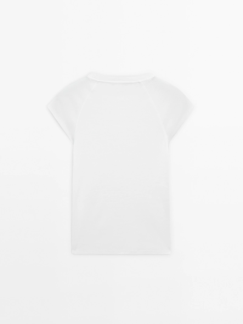 Хлопковая футболка с короткими реглановыми рукавами