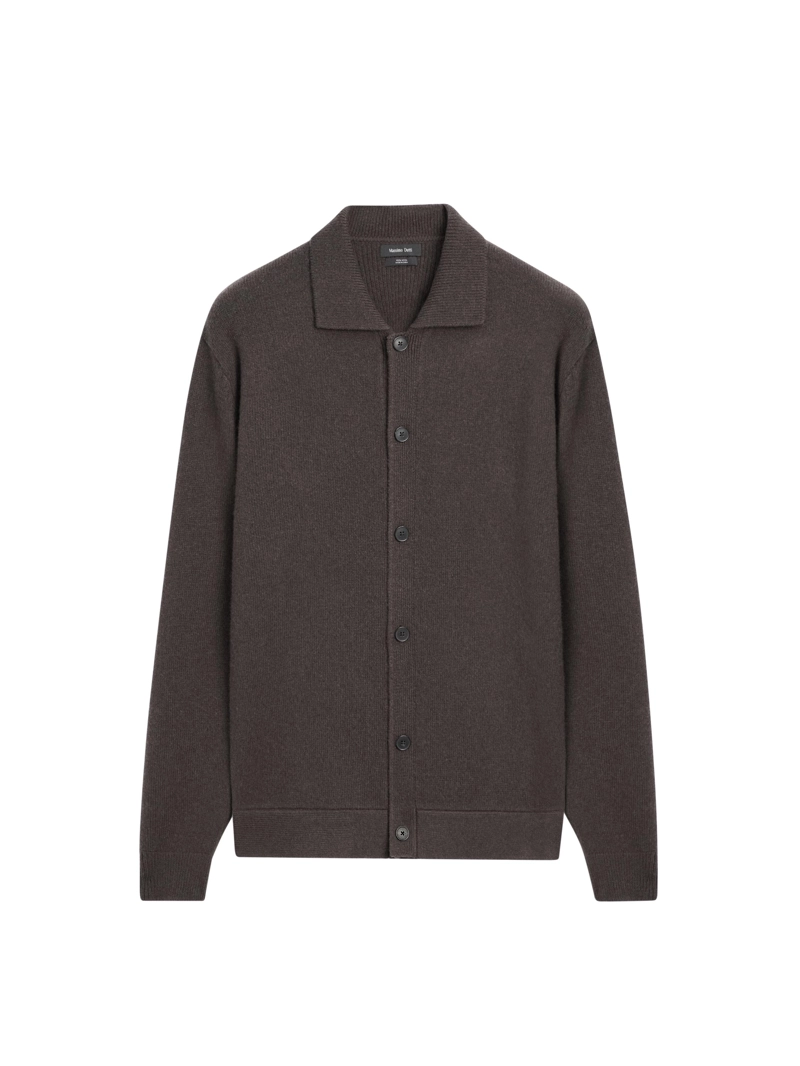 Кардиган из 100% шерсти с воротником-поло