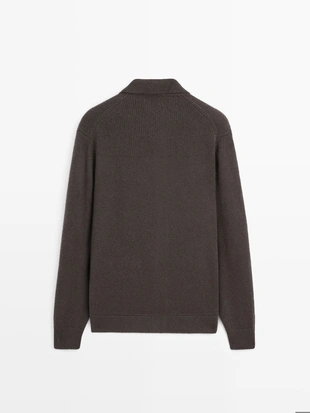 Кардиган из 100% шерсти с воротником-поло- Заказать в России