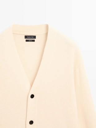 Кардиган с V-образным вырезом из 100% шерсти- Заказать в России