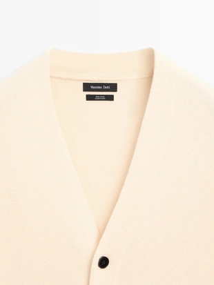 Кардиган с V-образным вырезом из 100% шерсти- Заказать в России