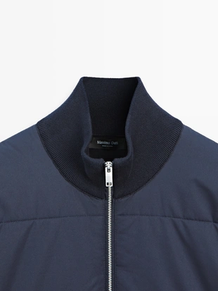 NAVY BLUE|1102/209 - Massimo Dutti Куртка-пуховик с контрастным вязаным рукавом