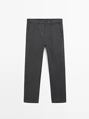 Брюки с зауженным кроем из мягкой ткани- Заказать в России