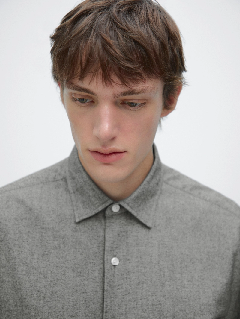 Рубашка regular fit из меланжевой оксфордской ткани