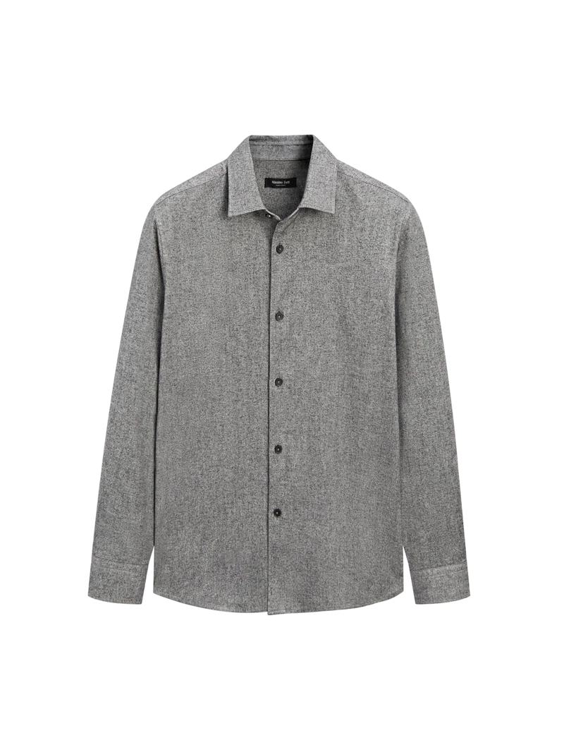 Рубашка regular fit из меланжевой оксфордской ткани