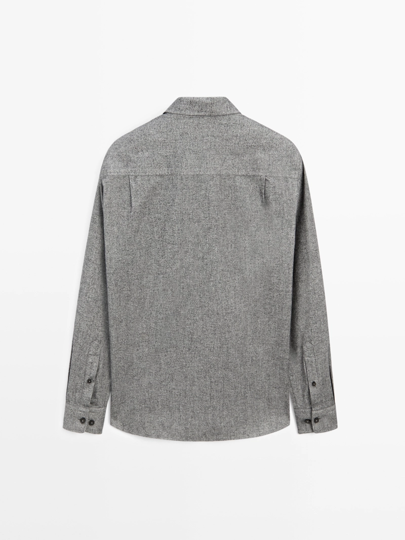 Рубашка regular fit из меланжевой оксфордской ткани