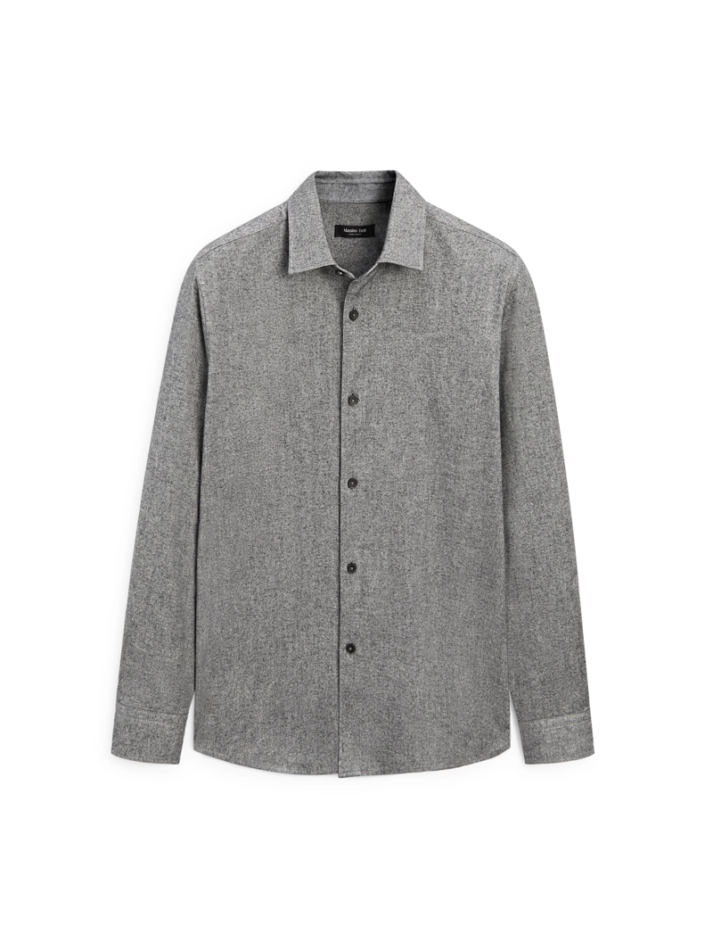 Рубашка regular fit из меланжевой оксфордской ткани