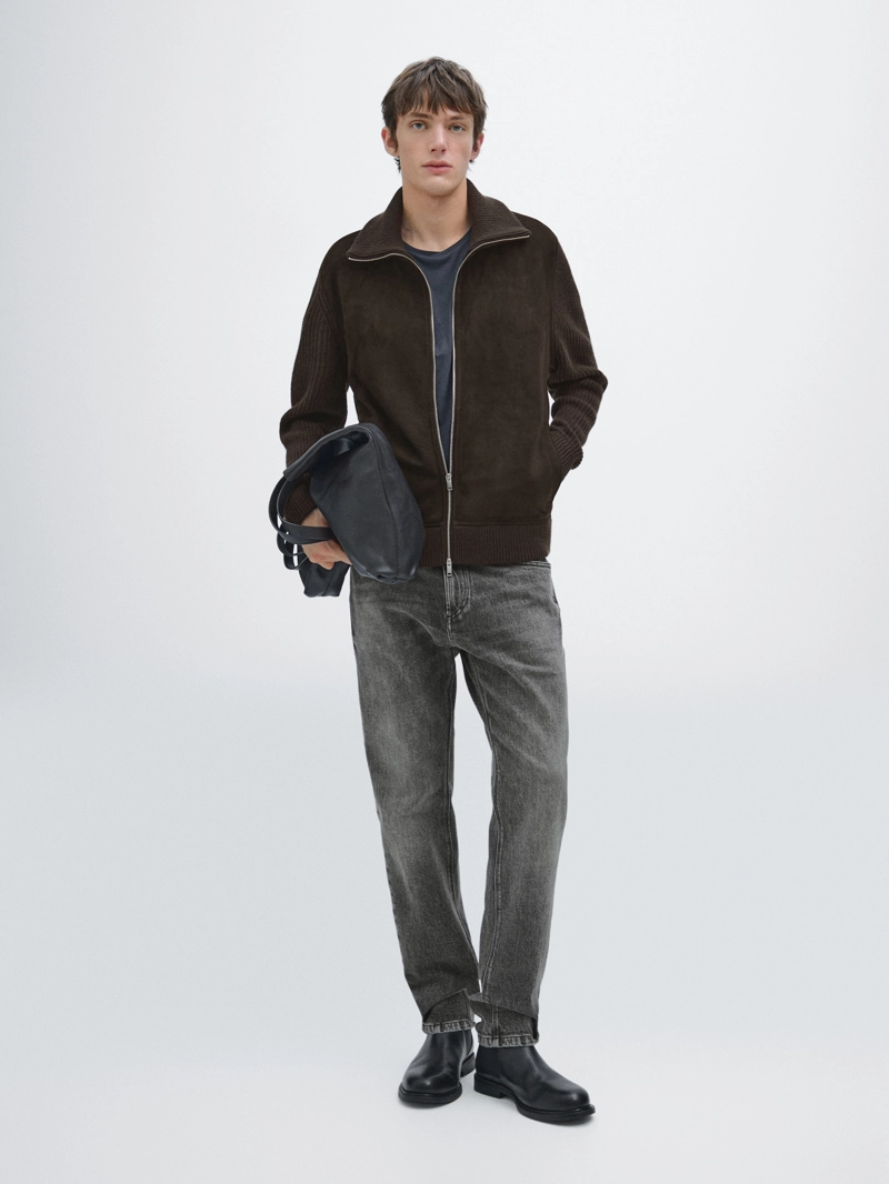 Куртка с контрастным воротником стойкой