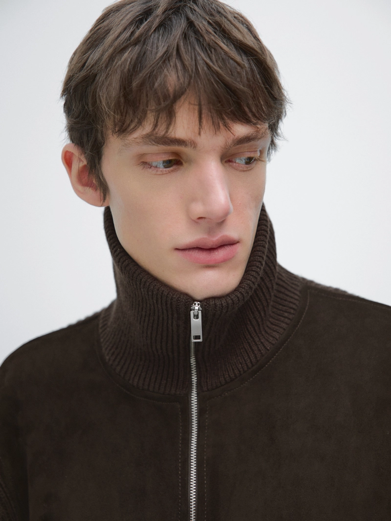 Куртка с контрастным воротником стойкой